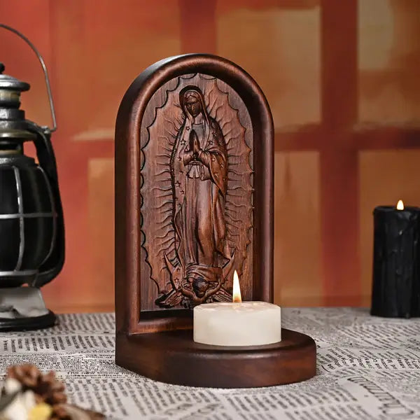 Castiçal de Madeira Nossa Senhora de Guadalupe