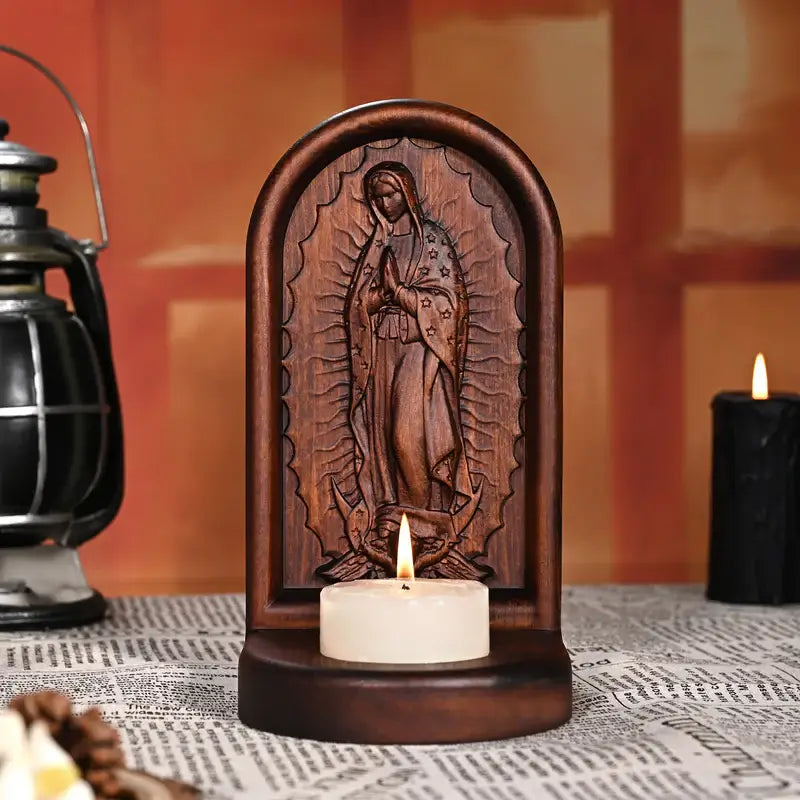 Castiçal de Madeira Nossa Senhora de Guadalupe
